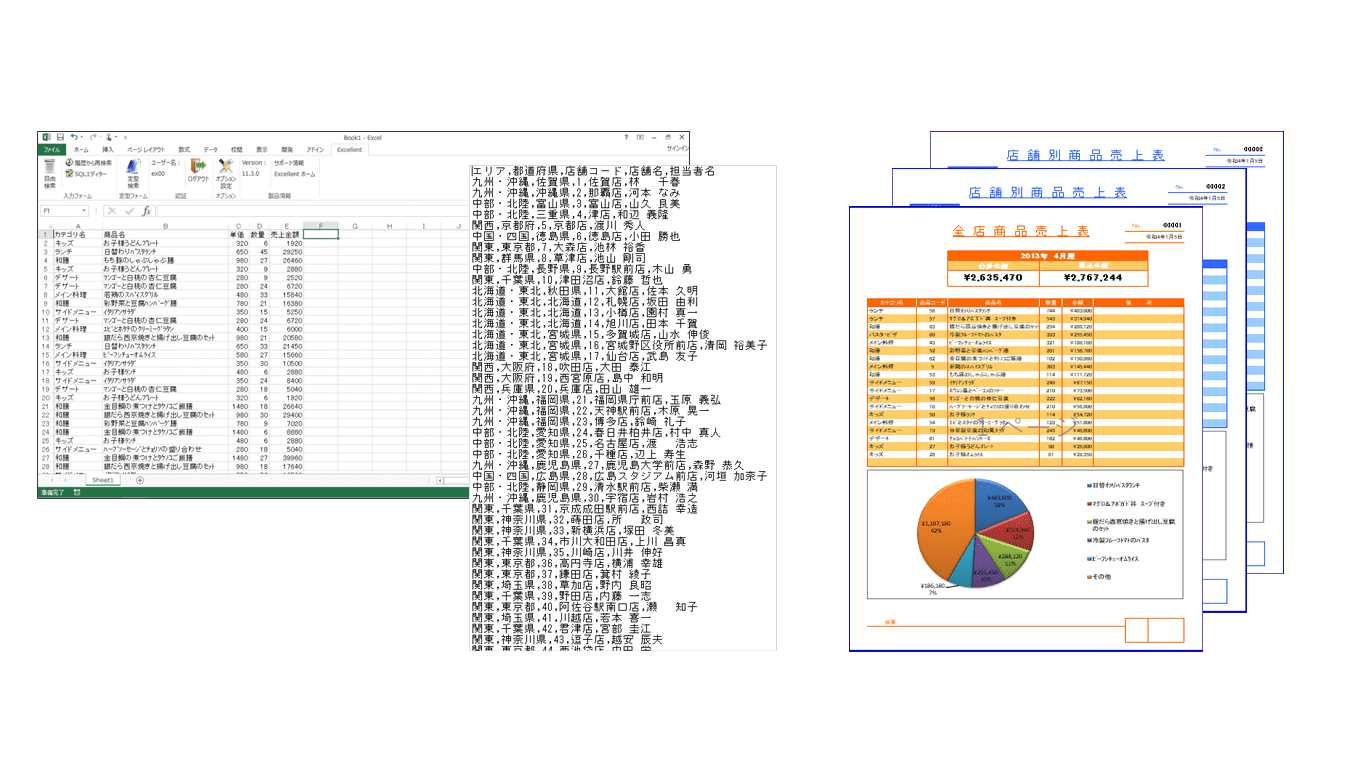 Excelの機能と連携したデータ出力